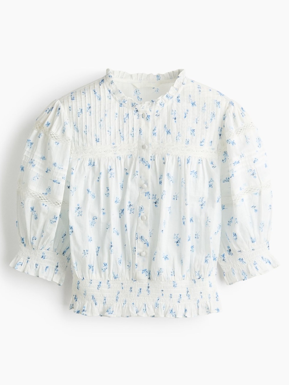 H&M Pintucked Cotton Blouse